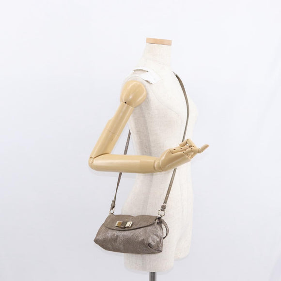 Chloe Lily Hand Bag Canvas 2way Silver Auth BA7806