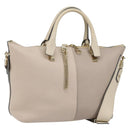 Chloe Bailey Hand Bag Leather 2way Gray Gold Auth BA7808-1