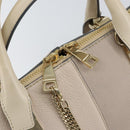 Chloe Bailey Hand Bag Leather 2way Gray Gold Auth BA7808-19