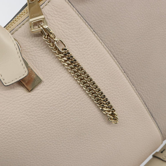 Chloe Bailey Hand Bag Leather 2way Gray Gold Auth BA7808
