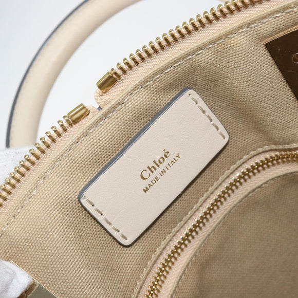 Chloe Bailey Handtas Leer 2way Grijs Goud Auth BA7808