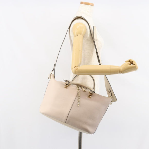 Chloe Bailey Handtas Leer 2way Grijs Goud Auth BA7808