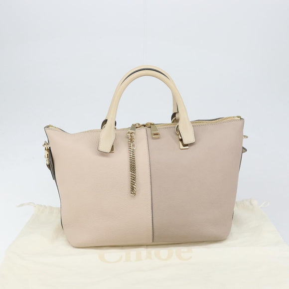 Chloe Bailey Handtas Leer 2way Grijs Goud Auth BA7808