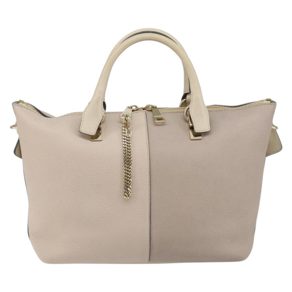 Chloe Bailey Handtas Leer 2way Grijs Goud Auth BA7808