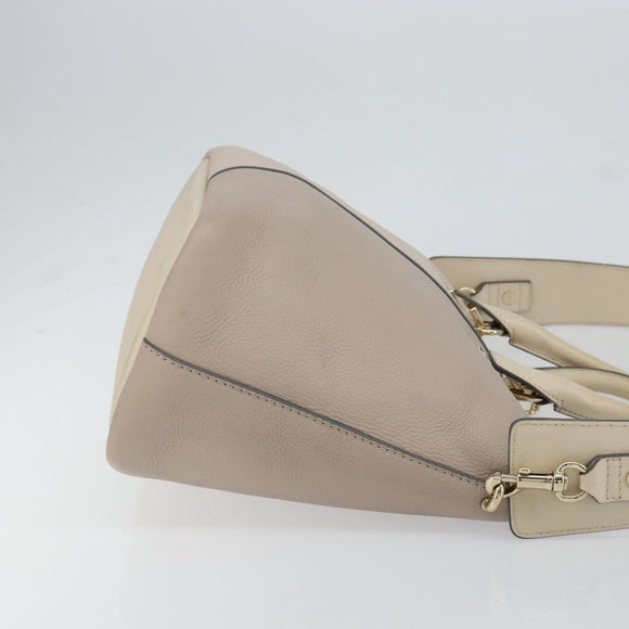 Chloe Bailey Hand Bag Leather 2way Gray Gold Auth BA7808