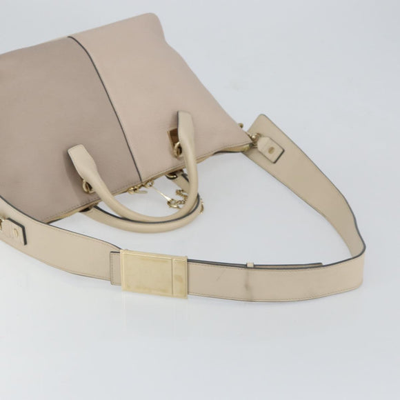 Chloe Bailey Hand Bag Leather 2way Gray Gold Auth BA7808