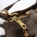 Chloe Eden Tote Bag Leather Brown Gold Auth BA7811-9