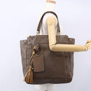 Chloe Eden Tote Bag Leather Brown Gold Auth BA7811-23