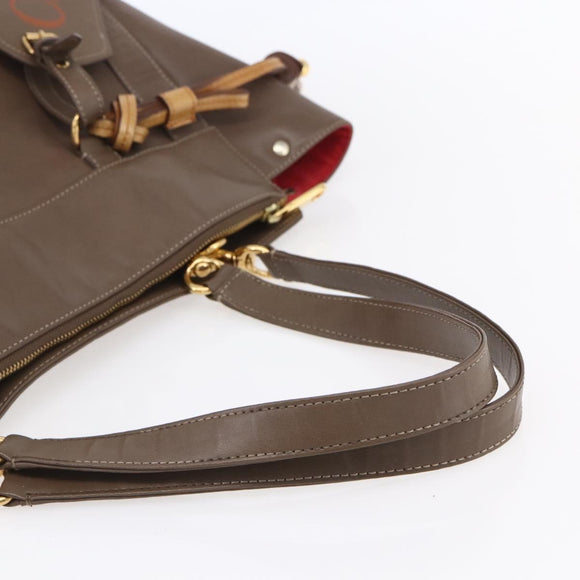 Chloe Eden Tote Bag Leather Brown Gold Auth BA7811