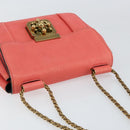 Chloe Chain Elsie Shoulder Bag Leather Pink Gold Auth BA7812-6