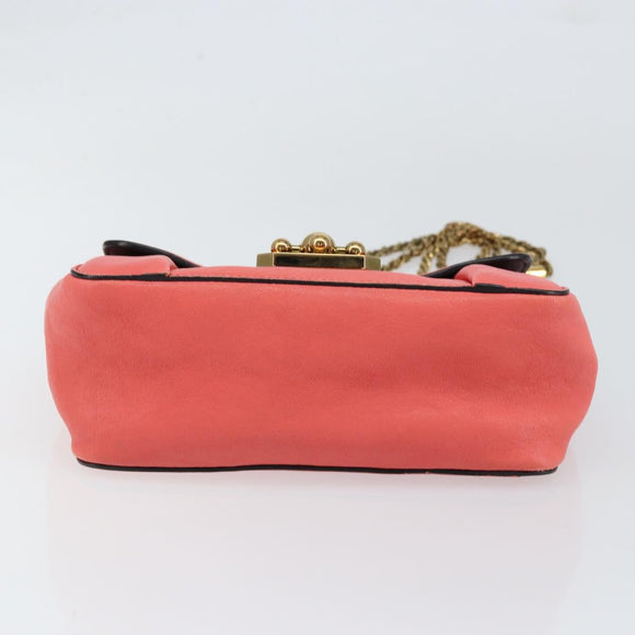 Chloe Chain Elsie Shoulder Bag Leather Pink Gold Auth BA7812