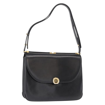 BALLY Shoulder Bag Leather Black Gold Auth BA7813