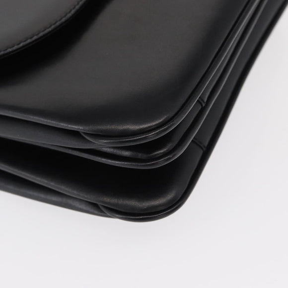 BALLY Shoulder Bag Leather Black Gold Auth BA7813