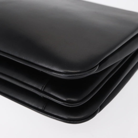 BALLY Shoulder Bag Leather Black Gold Auth BA7813