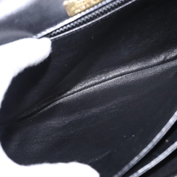 BALLY Shoulder Bag Leather Black Gold Auth BA7813