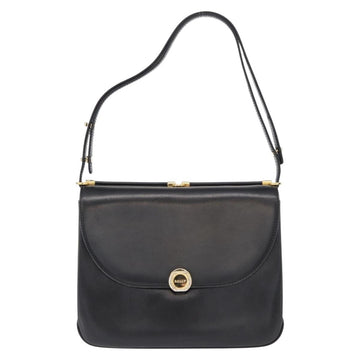 BALLY Shoulder Bag Leather Black Gold Auth BA7813 - 0
