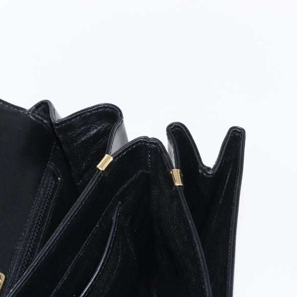 BALLY Shoulder Bag Leather Black Gold Auth BA7813