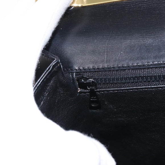 BALLY Shoulder Bag Leather Black Gold Auth BA7813