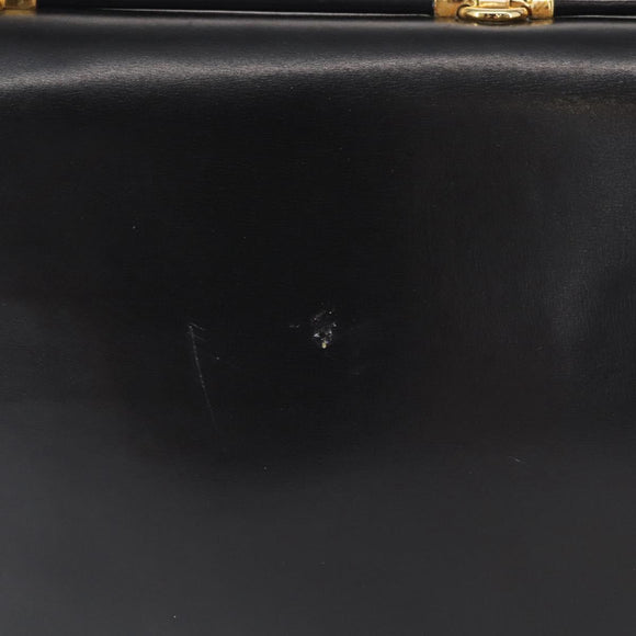 BALLY Shoulder Bag Leather Black Gold Auth BA7813