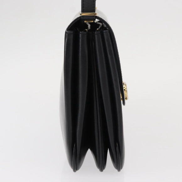 BALLY Shoulder Bag Leather Black Gold Auth BA7813