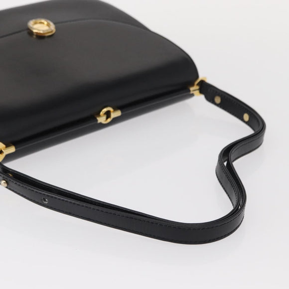 BALLY Shoulder Bag Leather Black Gold Auth BA7813
