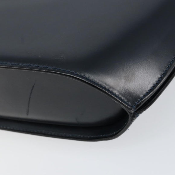 BALLY Shoulder Bag Leather Navy Gold Auth BA7814