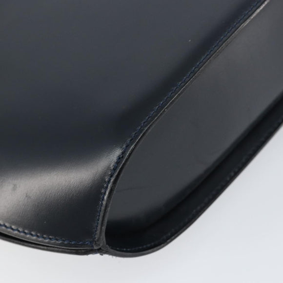 BALLY Shoulder Bag Leather Navy Gold Auth BA7814