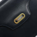 BALLY Shoulder Bag Leather Navy Gold Auth BA7814-17