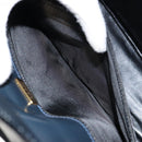 BALLY Shoulder Bag Leather Navy Gold Auth BA7814-12