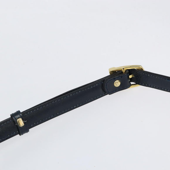 BALLY Shoulder Bag Leather Navy Gold Auth BA7814