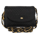 BALLY Chain Shoulder Bag Leather Black Gold Auth BA7815-1