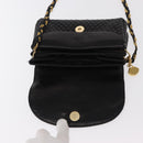 BALLY Chain Shoulder Bag Leather Black Gold Auth BA7815-11