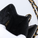 BALLY Chain Shoulder Bag Leather Black Gold Auth BA7815-19