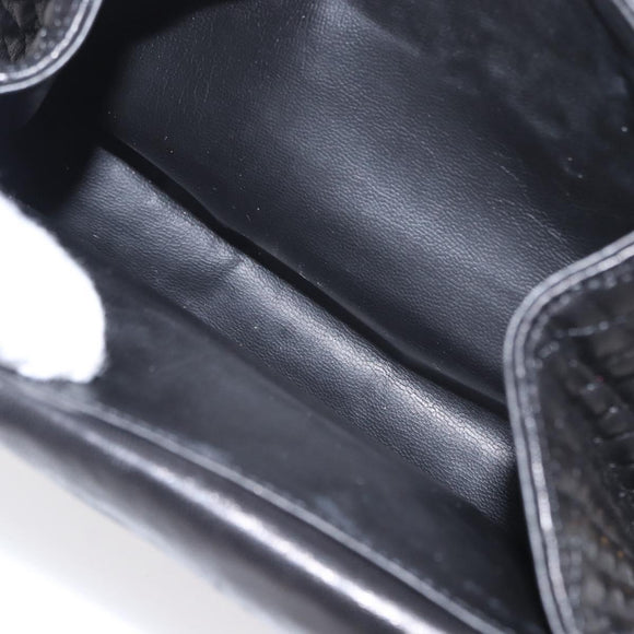 BALLY Chain Shoulder Bag Leather Black Gold Auth BA7815