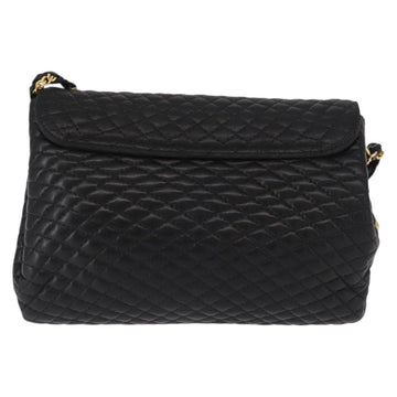 BALLY Chain Shoulder Bag Leather Black Gold Auth BA7815 - 0