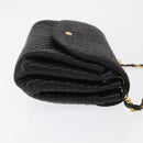 BALLY Chain Shoulder Bag Leather Black Gold Auth BA7815-3