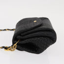 BALLY Chain Shoulder Bag Leather Black Gold Auth BA7815-4