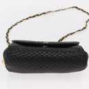 BALLY Chain Shoulder Bag Leather Black Gold Auth BA7815-5