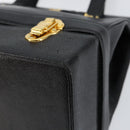 VERSACE Hand Bag Leather Black Gold Auth BA7817-10