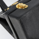 VERSACE Hand Bag Leather Black Gold Auth BA7817-11