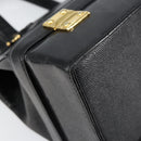 VERSACE Hand Bag Leather Black Gold Auth BA7817-13