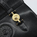 VERSACE Hand Bag Leather Black Gold Auth BA7817-15