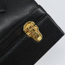 VERSACE Hand Bag Leather Black Gold Auth BA7817-16