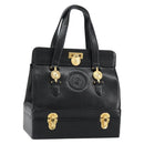VERSACE Hand Bag Leather Black Gold Auth BA7817-1