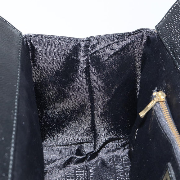 VERSACE Hand Bag Leather Black Gold Auth BA7817