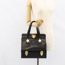 VERSACE Hand Bag Leather Black Gold Auth BA7817-24