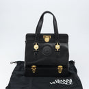 VERSACE Hand Bag Leather Black Gold Auth BA7817-26