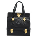 VERSACE Hand Bag Leather Black Gold Auth BA7817-2
