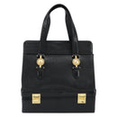 VERSACE Hand Bag Leather Black Gold Auth BA7817-3