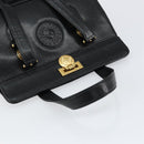 VERSACE Hand Bag Leather Black Gold Auth BA7817-6